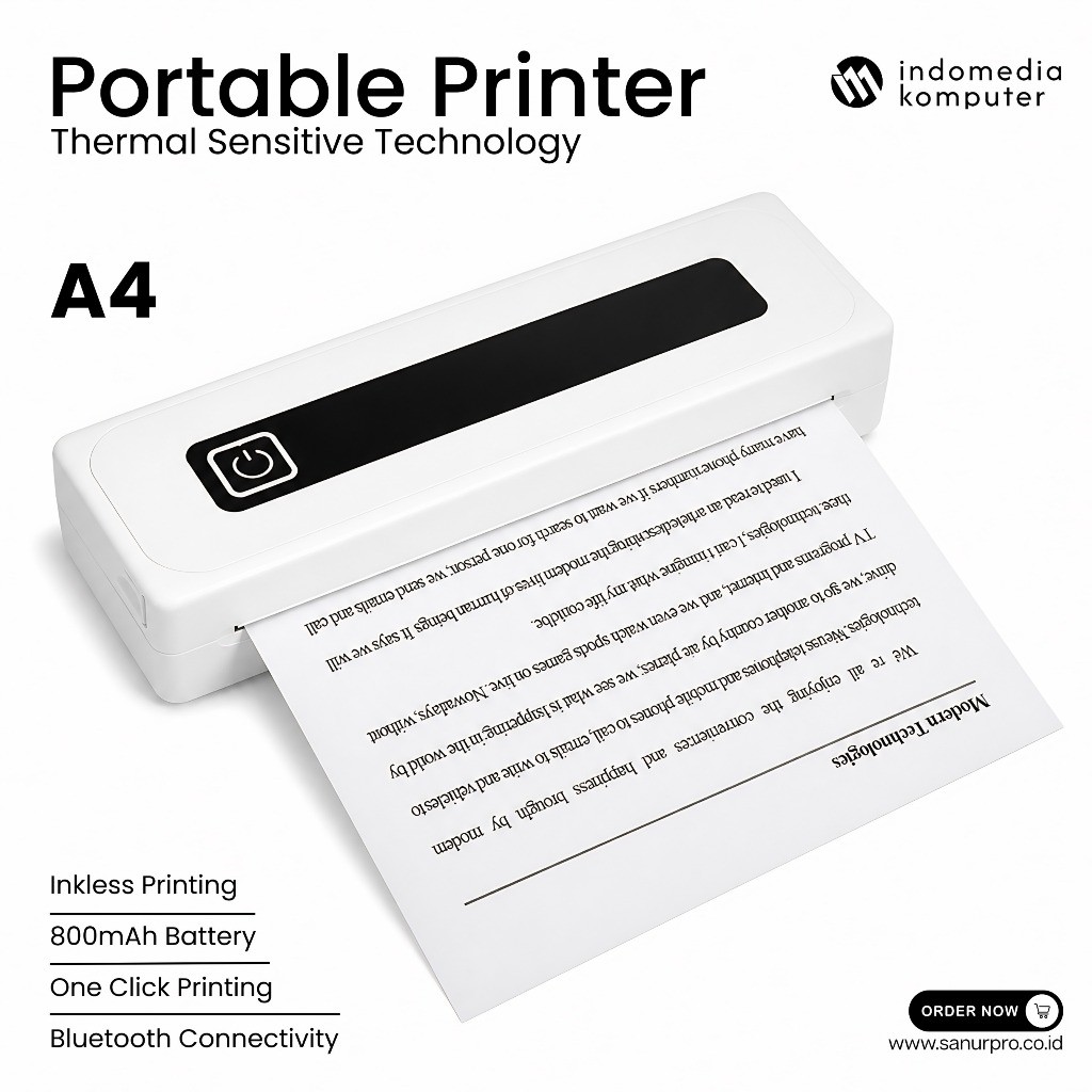 PRINTER BLUETOOTH PORTABLE A4 INKLESS