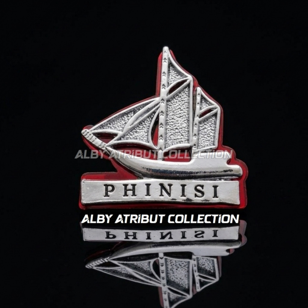 Pin Phinisi Magnet paku Logam Cor Logo 3D Electro Crome Akrilik Merah