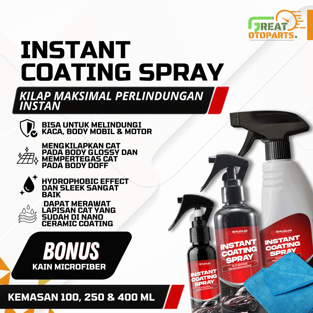 Pengkilap Body Mobil Motor Instant Coating Semi Coating Hydrophobic Glossy Doff -AGO