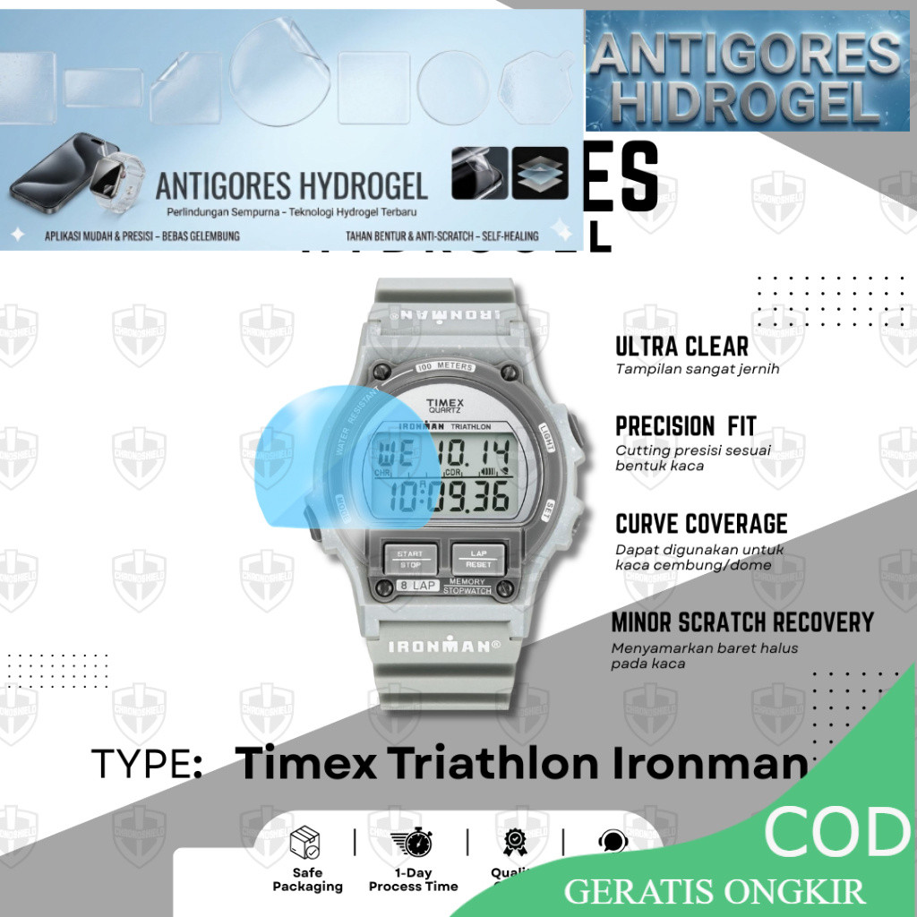 Anti Gores Hydrogel untuk TIMEX TRIATHLON IRONMAN