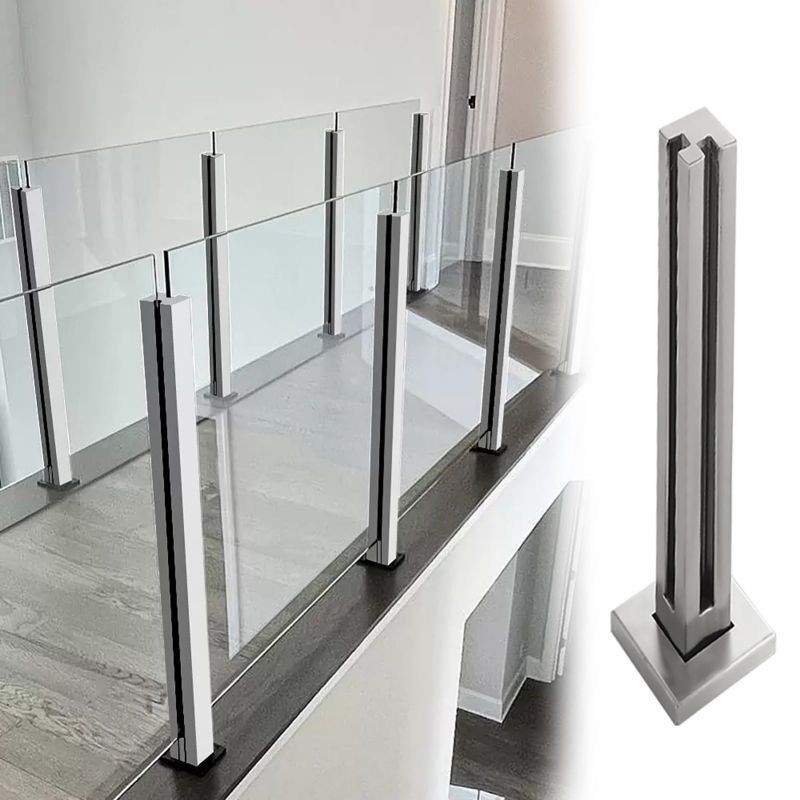 Tiang Railing Kaca Tepi Hollow Tangga Balkon Pembatas Teras Taman Stainless Steel 304 Tinggi 85cm Pe
