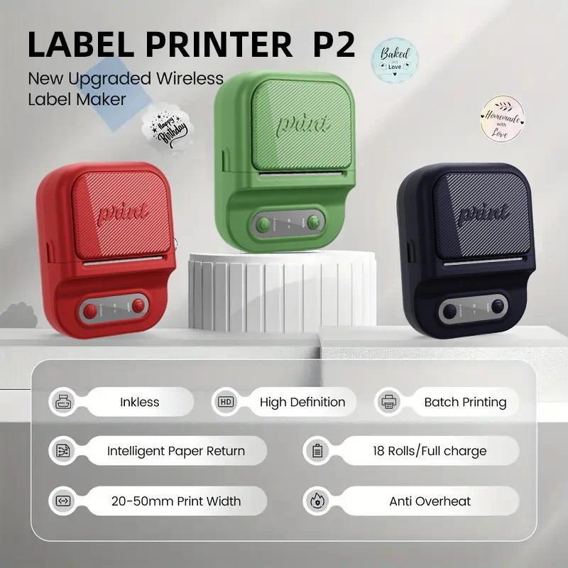 Portable Label Printer, Mini Handheld Bluetooth Thermal Barcode Printer, Takeaway Receipt Label Barc