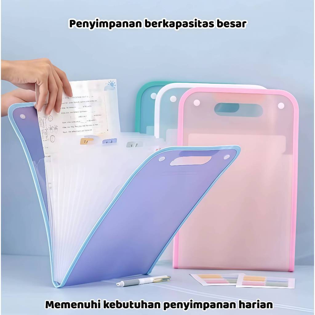 Tas Dokumen A4 Folder Map Transparan Anti Air Multi Layer 13 Sekat Document Bag Anak Map Skripsi Aes