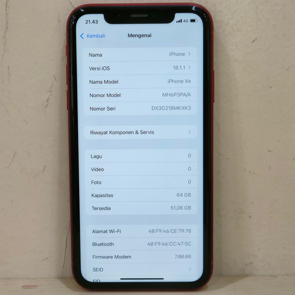 (KXK3-35) iPhone XR Ram 64GB (iBox) PA/A Batangan No Charger 070295
