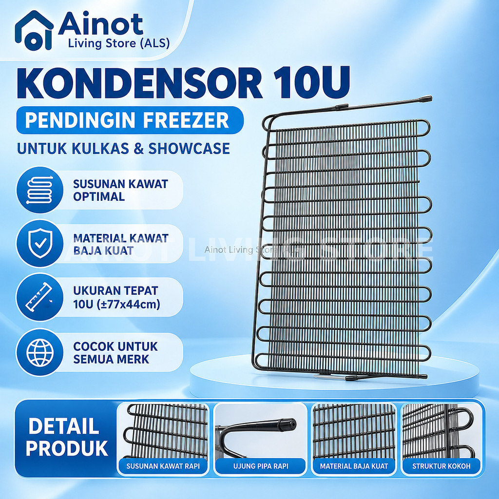 Kondensor Kulkas Showcase U10 10U Pipa Pendingin Freezer Universal untuk Sharp Polytron