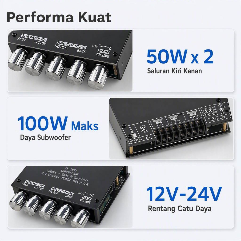 ZK - TB21 TPA3116D2 Bluetooth 2.1 Amplifier Board 50Wx2+100W Bluetooth Amplifier Class 2.1CH Subwoof