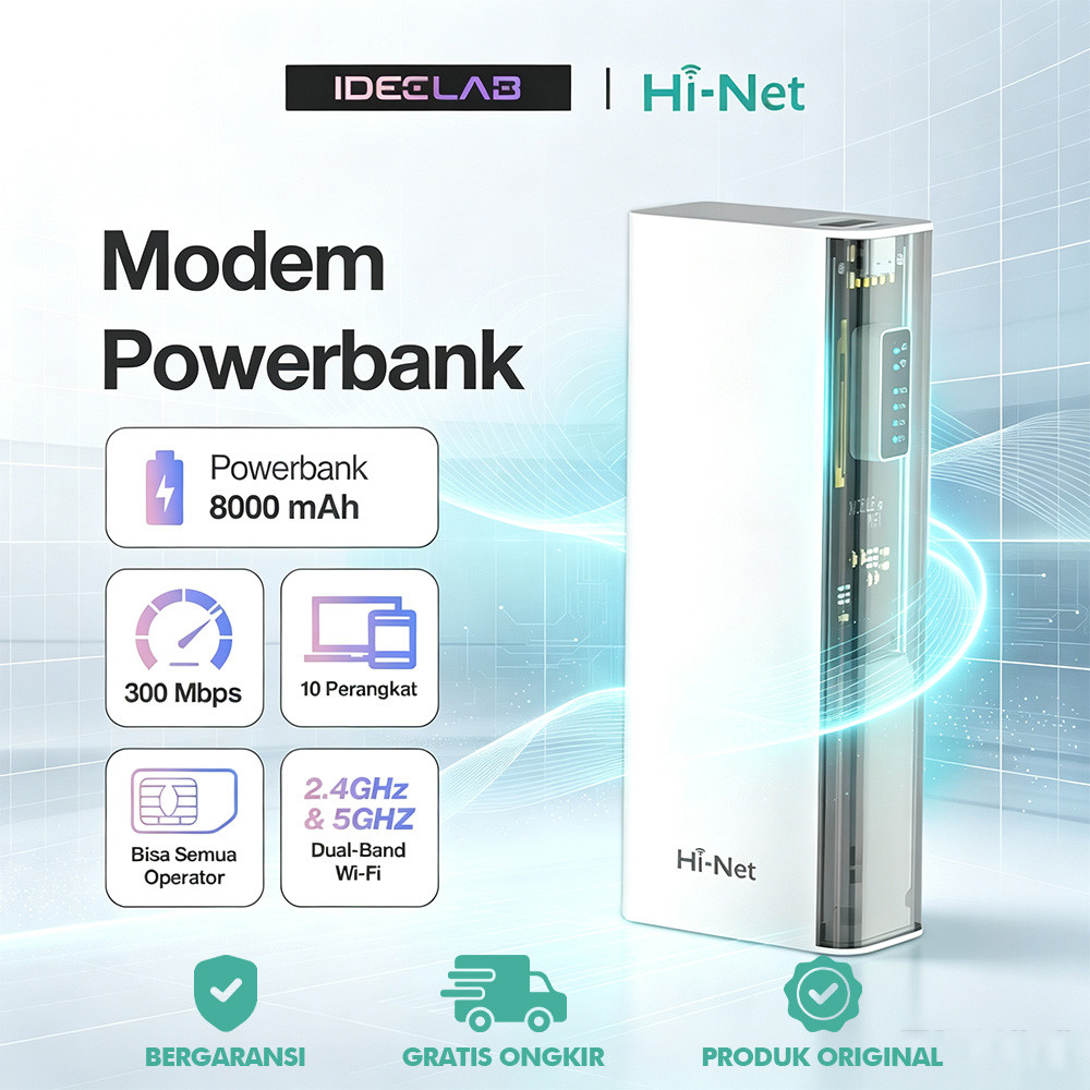 IDEELAB&Hi Net MF932 MIFI 4G LTE Pocket WiFi Unlock Semua Operator Powerbank 8000mAh 150Mbps Hotspot