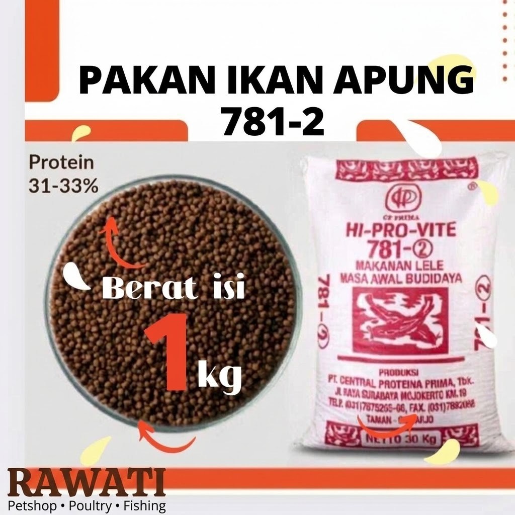 REPACK 1 KG MAKANAN IKAN PELET APUNG HI-PRO-VITE 781-2 / 781 2 MURAH (ORIGINAL)