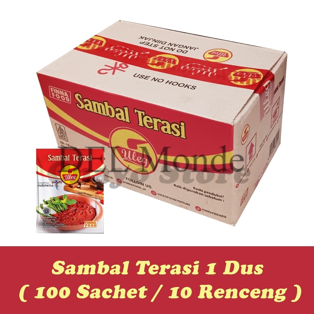 

PromoFinna Sambal Terasi Uleg Sachet 10 Renceng ( 1 Dus / 100 Sachet ) Sambal Uleg Bawang Finna Food