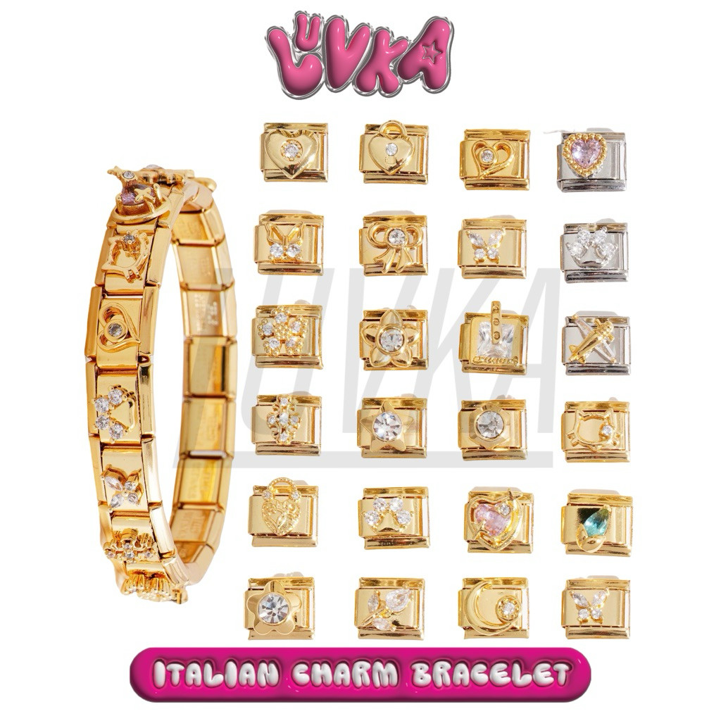 Luvka - Italian Charm Bracelet Jewellery Series Gold & Platinum / Charm Premium Italian Bracelet By 