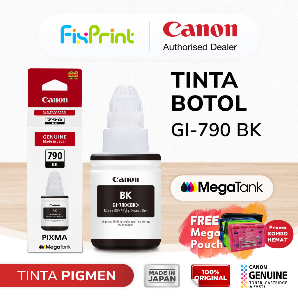 Tinta Original Canon GI 790 Black - Tinta Pigmen Anti Luntur Tahan Air - Tinta Canon G1010 G2010 G30