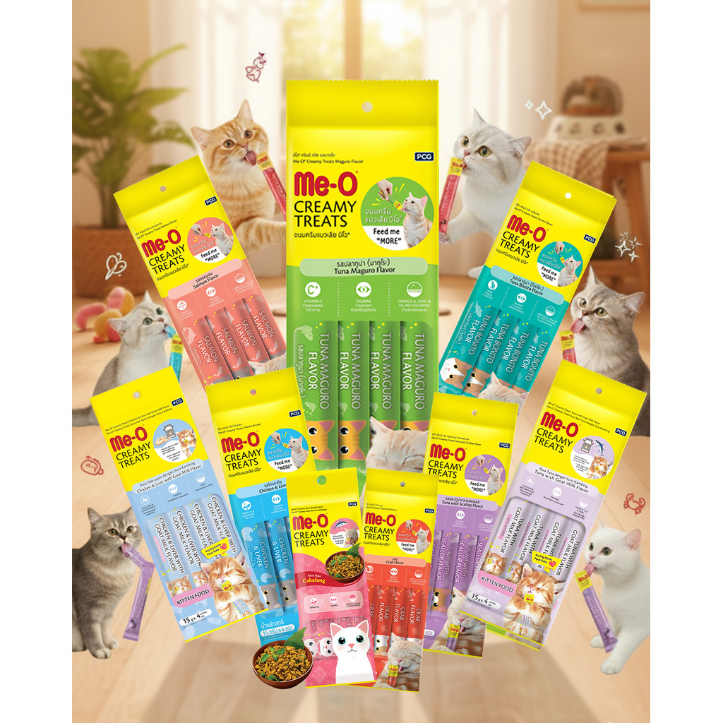 [DUS 24 pack] Meo Creamy & Cat Choize Creamy Liquid 4*15gram Snack Kucing Creamy Me-O
