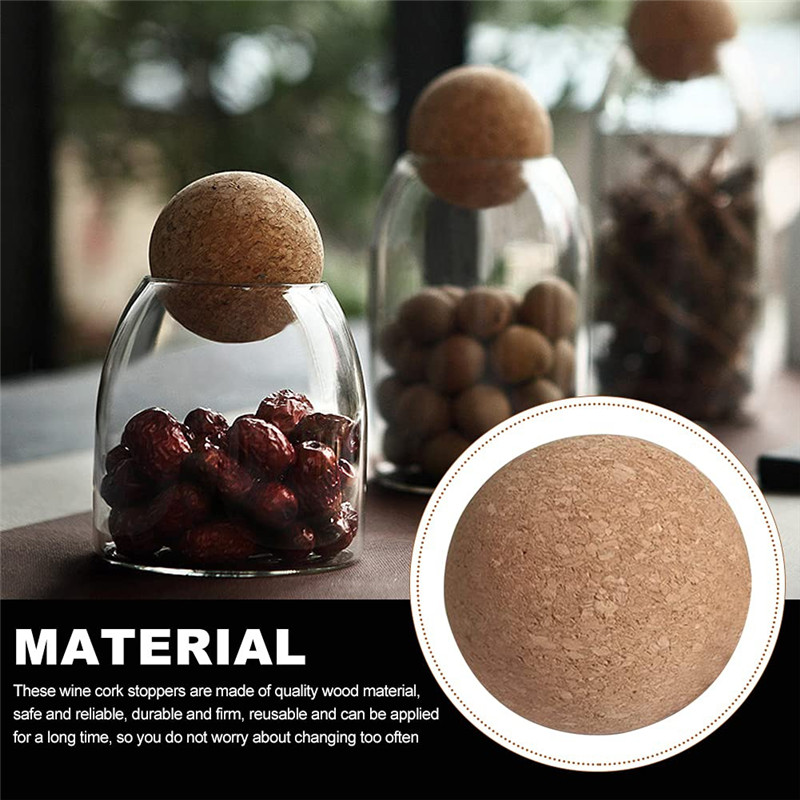 Y42A-Wine Cork Ball, Wooden Cork Ball Stopper For Wine Decanter Carafe Bottle Replacement, Wine Cork