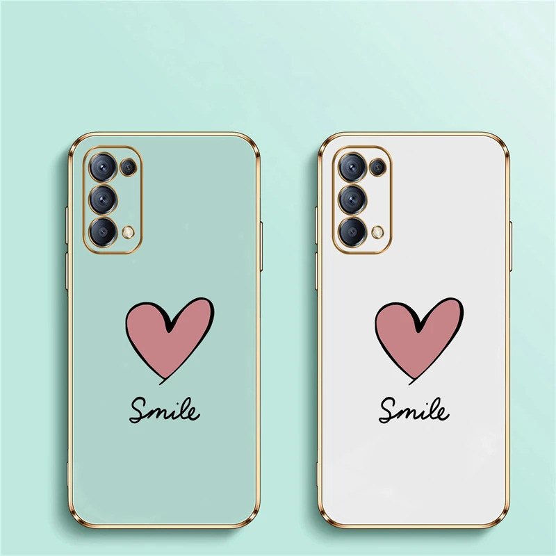 Luxury Plating Love Heart Soft Phone Case For OPPO Find X3 Pro X2 NEO X5 Lite F11 F5 F7 F9 F21 R17 C
