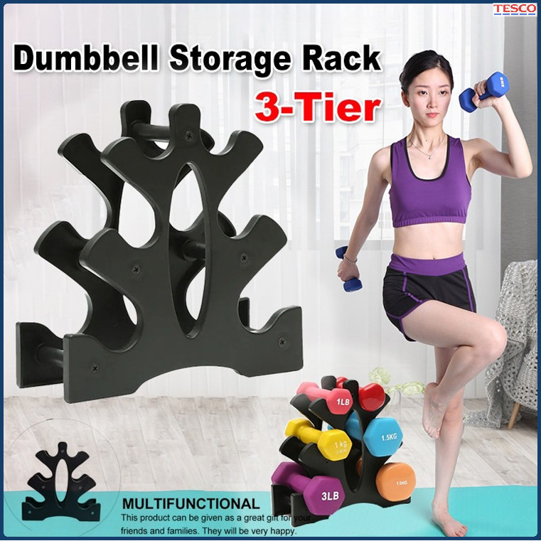 Rak Dumbell 3 Tingkat/Rak Barbel/Stand Barbel/Dumbbell Holder Stand/Penyimpanan Barbel Portable
