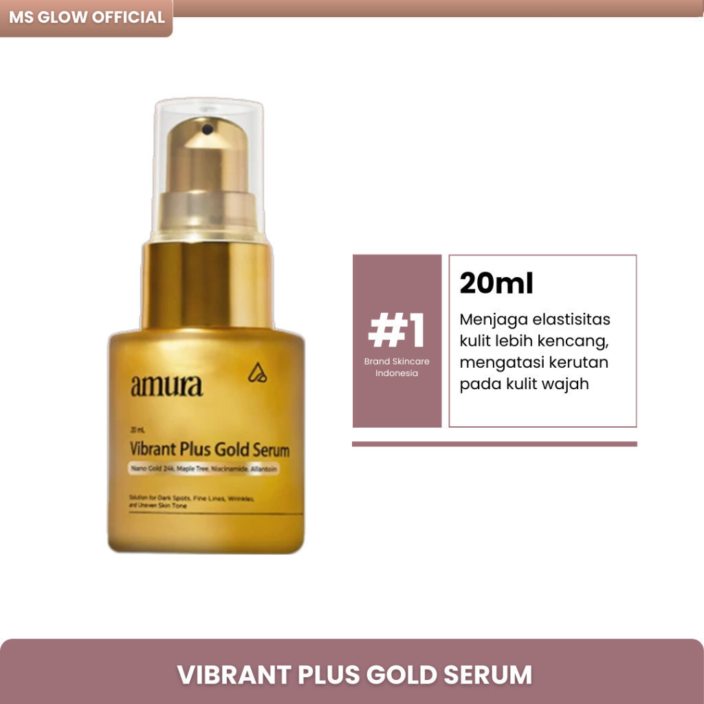 OFFICIAL Amura Vibrant Plus Gold Serum 20ml | Menyamarkan Noda Hitam Kerutan Garis Halus Mencerahkan