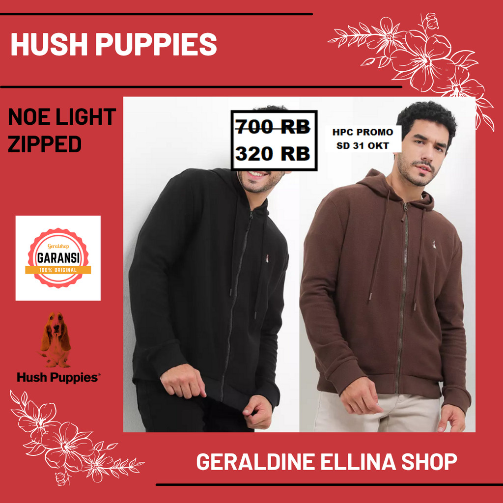Baju pria hoodie Hush Puppies best seller original store seri NOE LIGHT ZIPPED