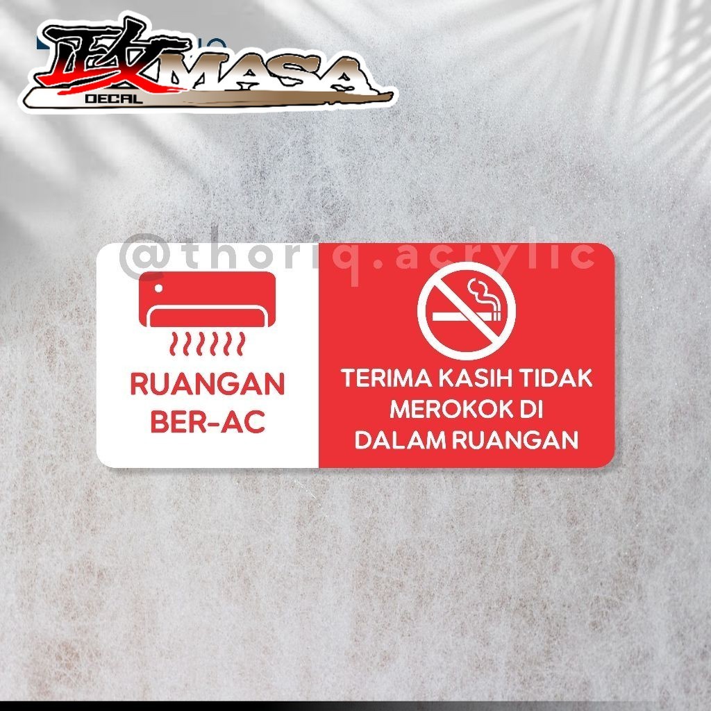 Sign Akrilik Ruangan BerAC Dilarang merokok | Hiasan dinding Dilarang merokok/vaping bagus