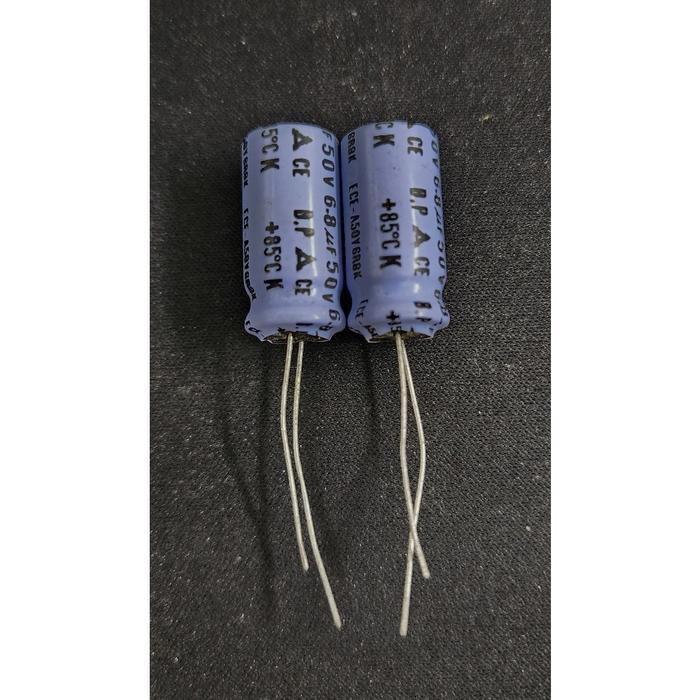 Elco 6.8uf 50v BiPolar BP CE - 1.2cm Diam. x 2.5cm Tinggi - Original Japan - Harga per 2 pcs ...ELEK