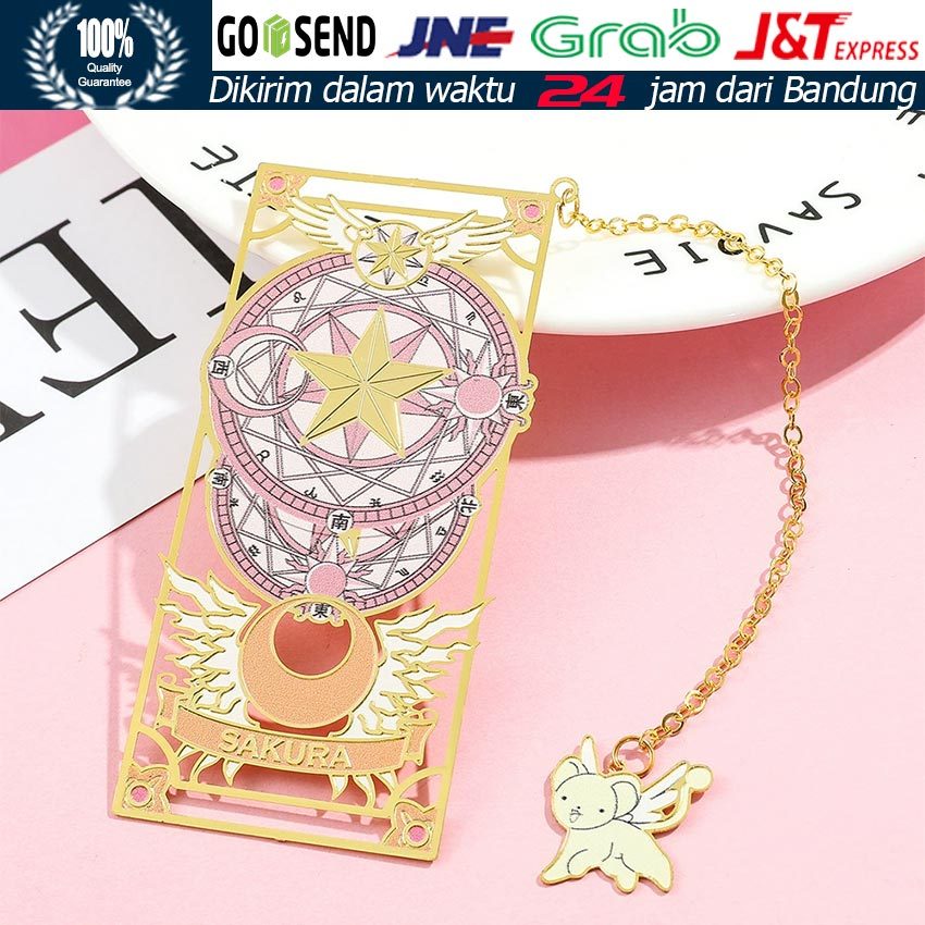 Bookmark Besi Warna Emas Cardcaptor Sakura / Metal Bookmark Anime Cantik Koleksi Bandai / Pembatas B
