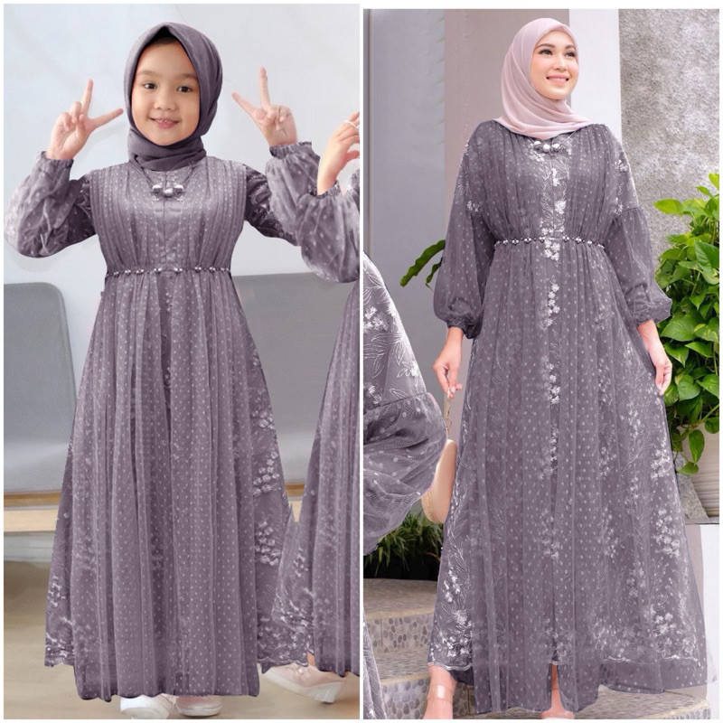 [Padu Dress] Gamis Muslim Busui Sleting Depan Jumbo Warna Ungu Taro – Abaya Turki Kekinian untuk Pes