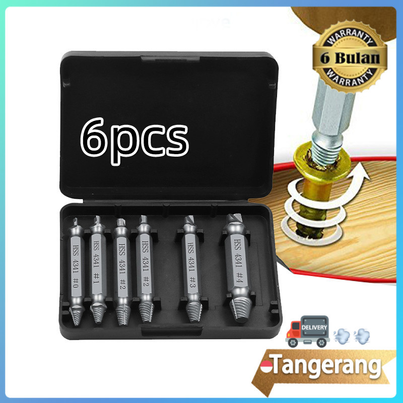 6pcs/set Damage Screw Extractor / Broken Screw Remover / Screw Extractor Pembuka