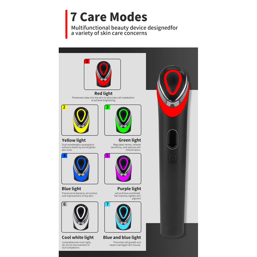 7 Colors Age-R Booster Pro Facial Skin Care Anti Wrinkle Beauty Device EMS Microcurrent Lift Massage