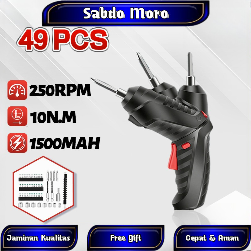 REAIM Mesin Bor Cordless Mini 49Pcs Set 4.2V Cordless Set Screwdriver Baterai Bor Mini Obeng Mesin B