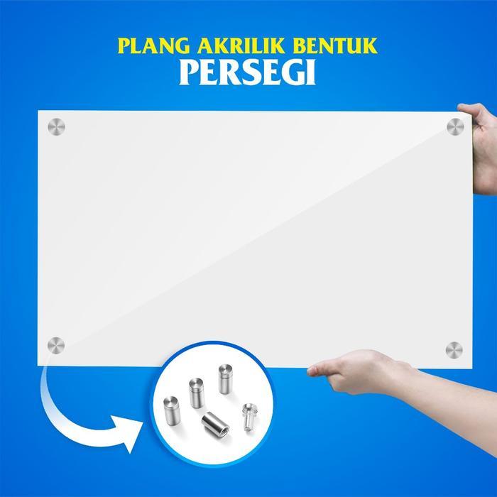 Plang Toko, Plang Akrilik, Plang Papan Nama, Plang Kantor,Plang Custom, Tanpa Dudukan - Persegi, 40x