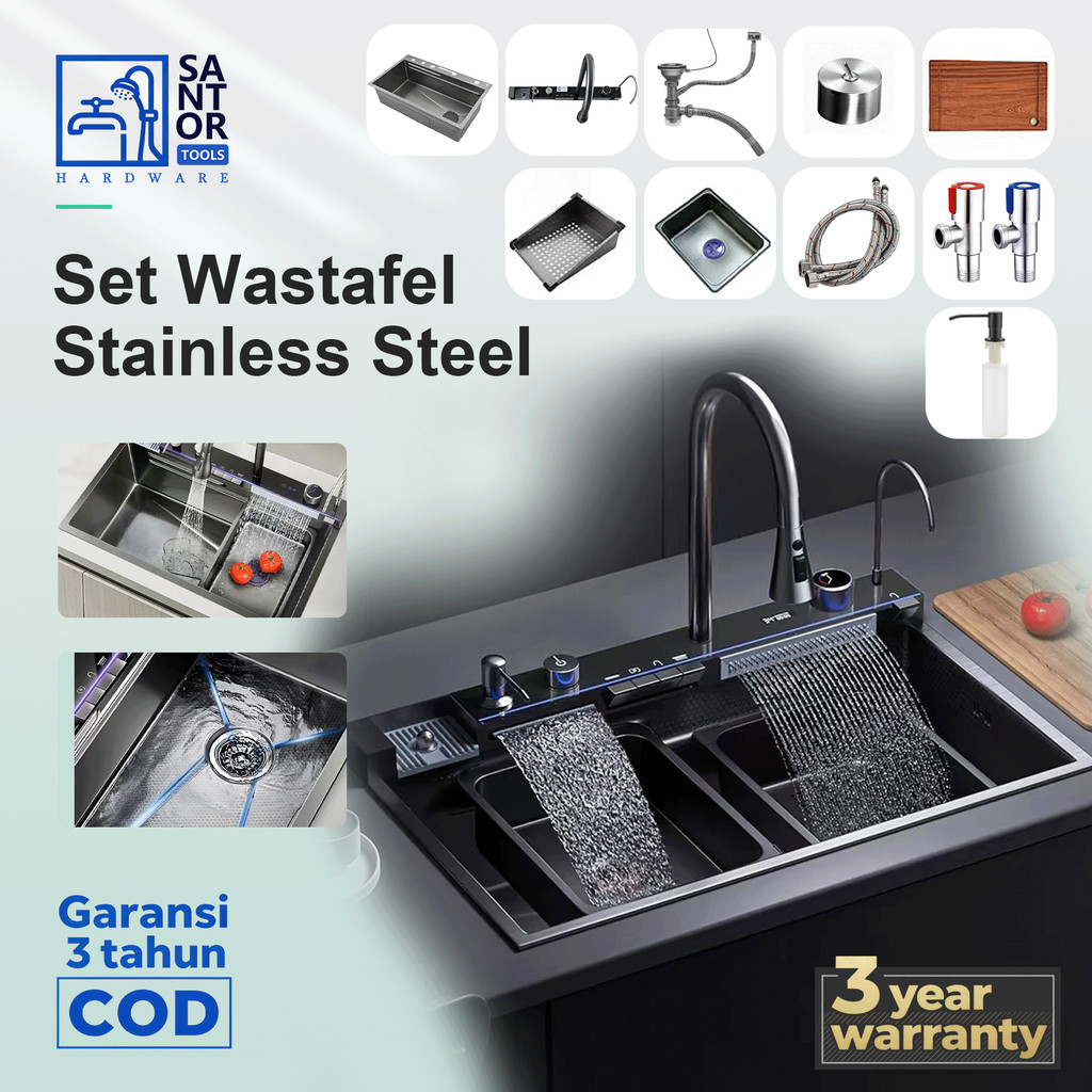 Santor tools - Kitchen Sink Dapur Stainless Steel SUS304 Bak Cuci Piring Stainless Steel Desain Mode