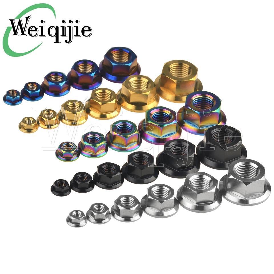 Weiqijie Titanium Nut M5 M6 M8 M10 M12 M14 M16  Flange Nut Accessories for Bicycle Motorcycle Car