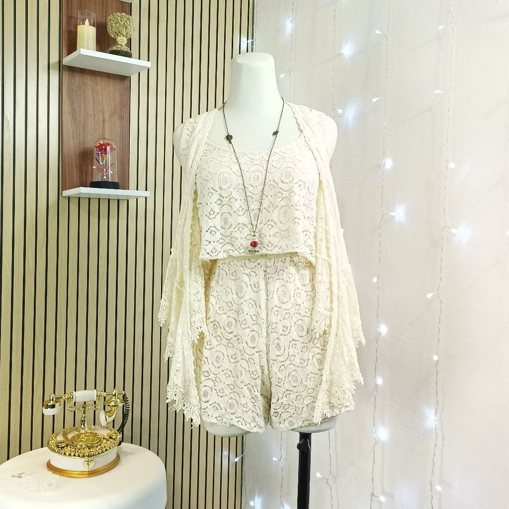 SET 2in1 Boho Chic Playsuit + Rompi Rajut • RIENDA / CRAZY ANGEL Original