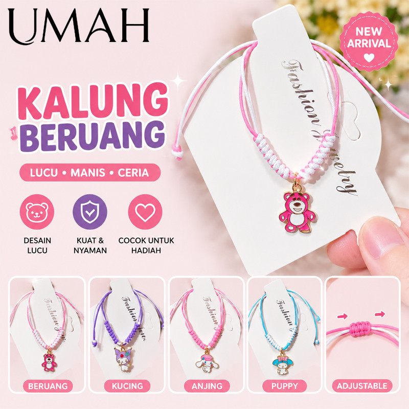 UMAH Gelang Tali Rajut Lucu Karakter Kartun Adjustable Gelang Persahabatan Anak Perempuan
