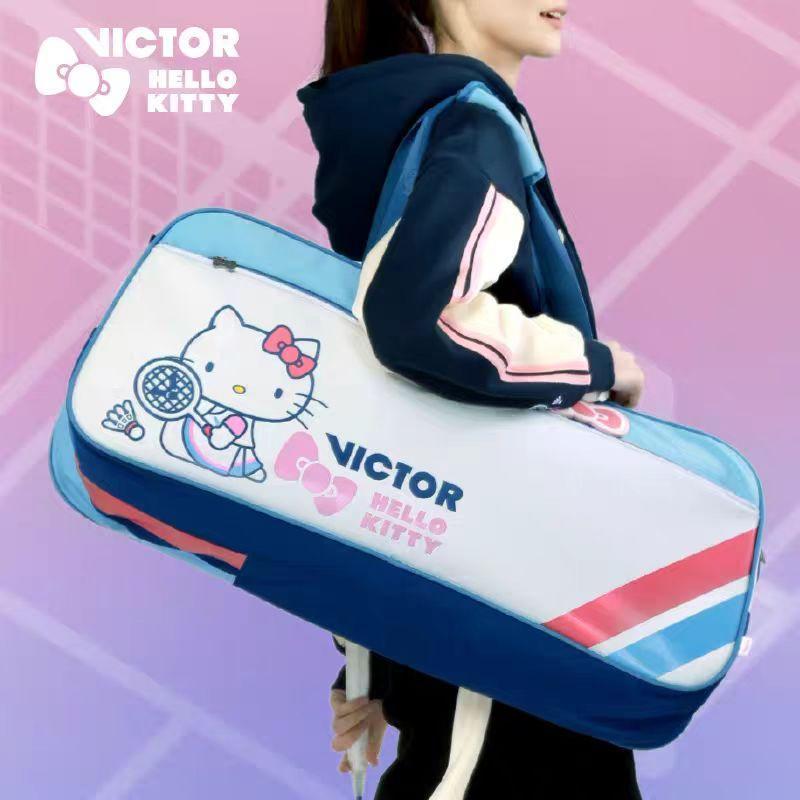 Tas Raket Badminton Kotak VICTOR x Hello Kitty Multifungsi Anti Air Ada Kompartemen Sepatu Tas Bulut