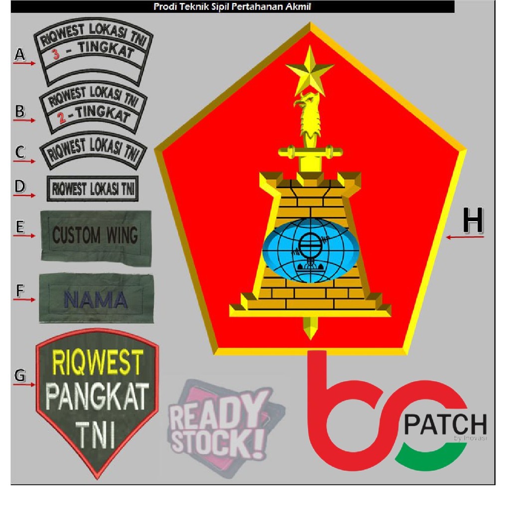 BCP-K41 Prodi Teknik Sipil Pertahanan Akmil ARMY PATCH BORDIR KOMPUTER LOGO MILITER TNI AD LOKASI