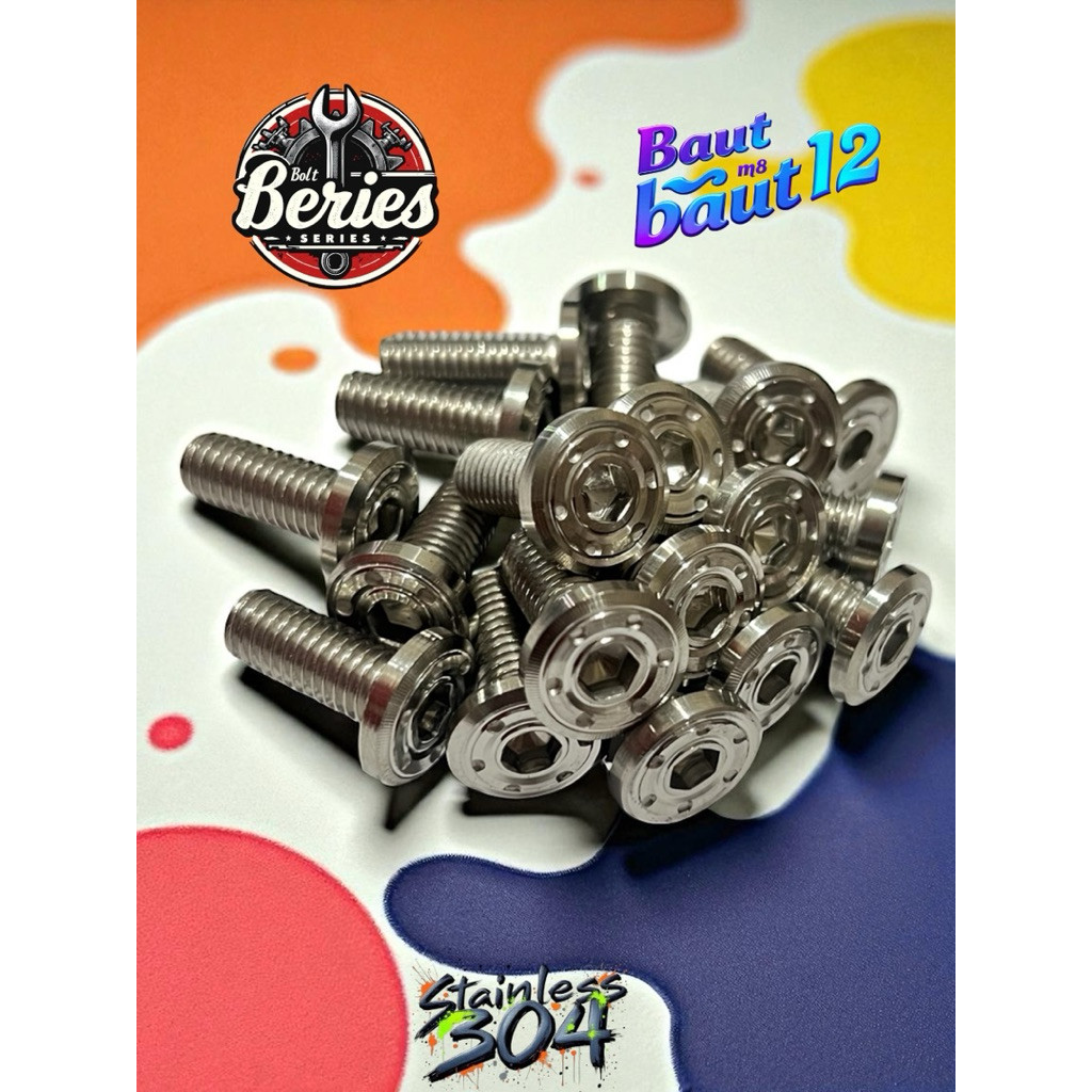 Baut Stainles stel 304 Probolt m8 baut 12 panjang 2cm