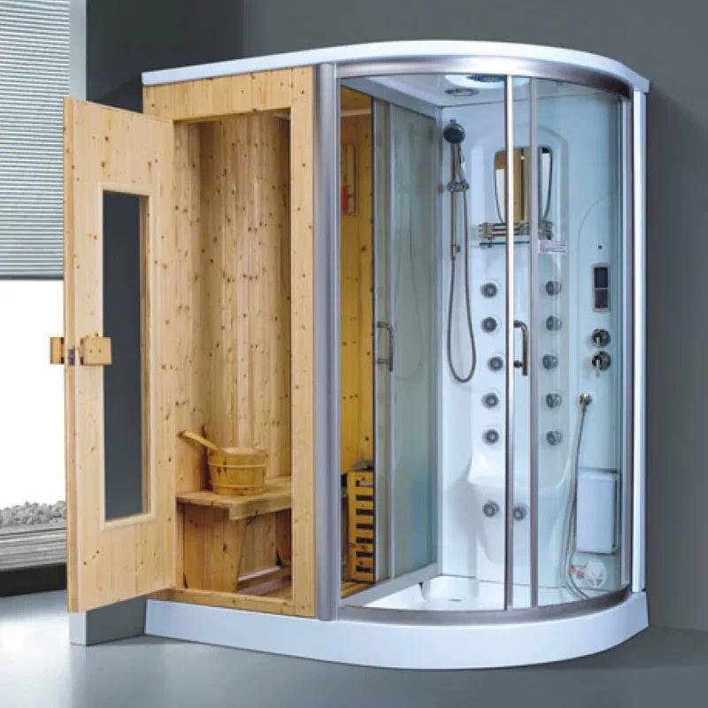 Sauna and steam room combination room  wooden sauna and steam room