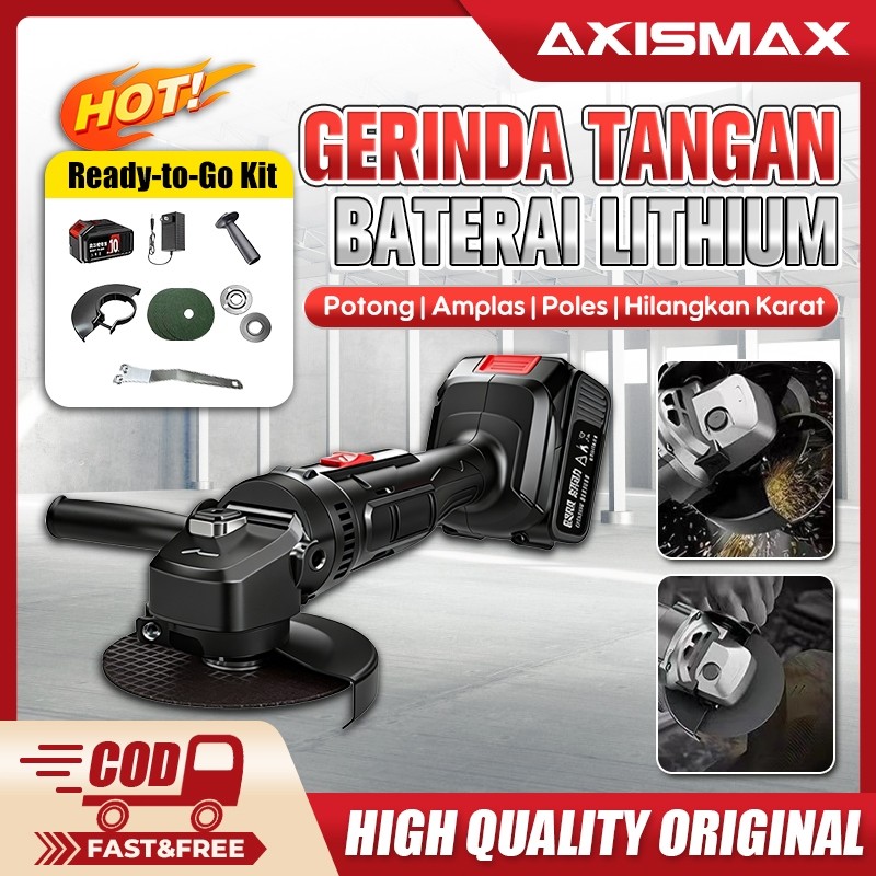AXISMAX Gerinda Baterai Brushless 48v Mesin Gerinda Cordless Angle Grinder Tangan FUYAON Multifungsi
