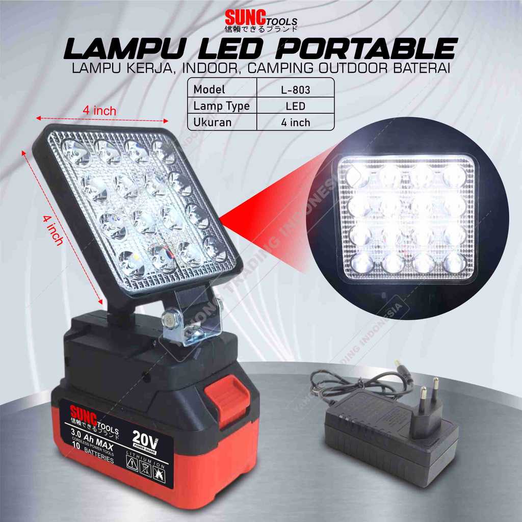 Lampu LED Portable Baterai Power Tools LXT SUNC TOOLS