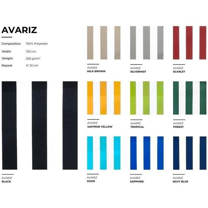 Sew- Kain Bahan Outdoor Terproof Cover Sofa Anti Air Motif Stripe Garis Salur Solartex - Avariz (Fur