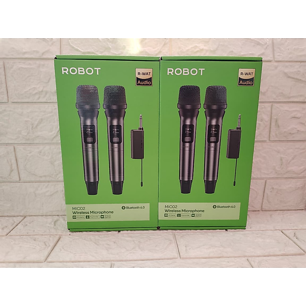 ROBOT MIC02 Mikrofon Nirkabel Wireless Microphone Dynamic 2.4G Dual Mic