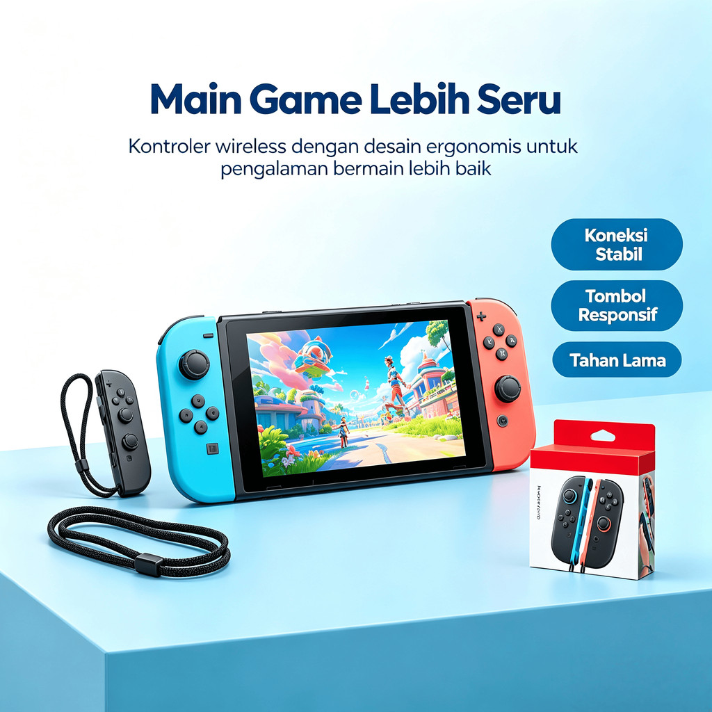 Joy Con 2 Controller Switch 2 Biru Merah - C-Button Wireless Pad