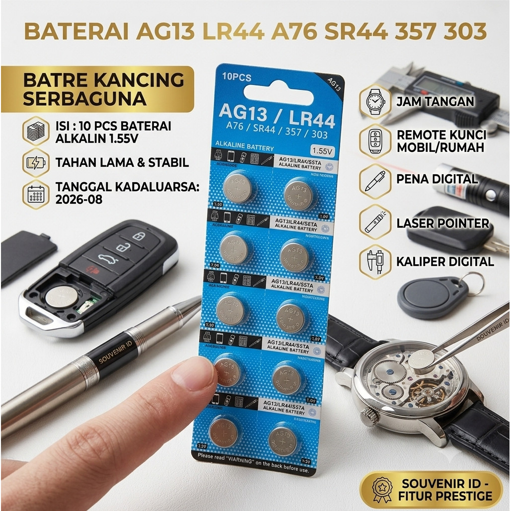 Baterai Battery Batre AG13 LR44 A76 SR44 357 303 1.5V JAM REMOTE PEN