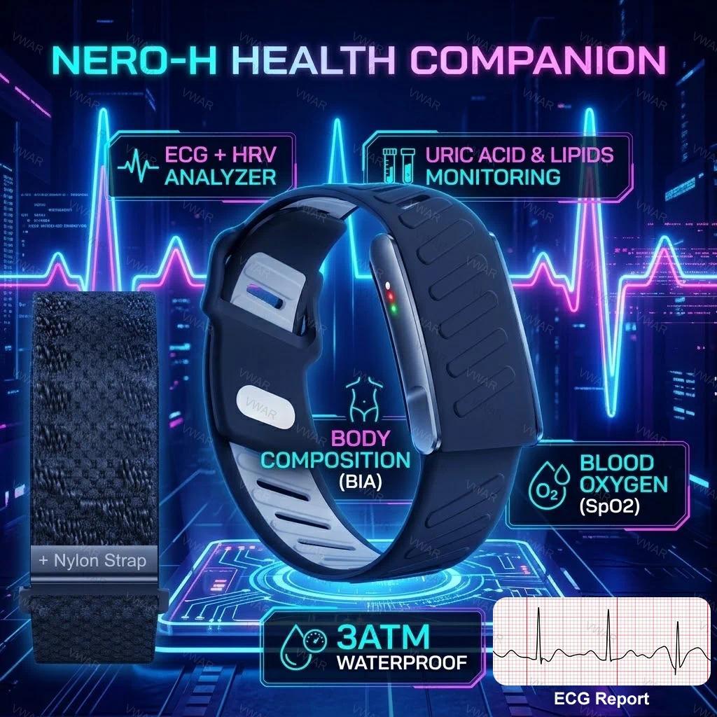 VWAR MG ECG Smart Band Screenless Health Fitness Tracker SpO2 Heart Rate Blood Pressure Monitor Spor