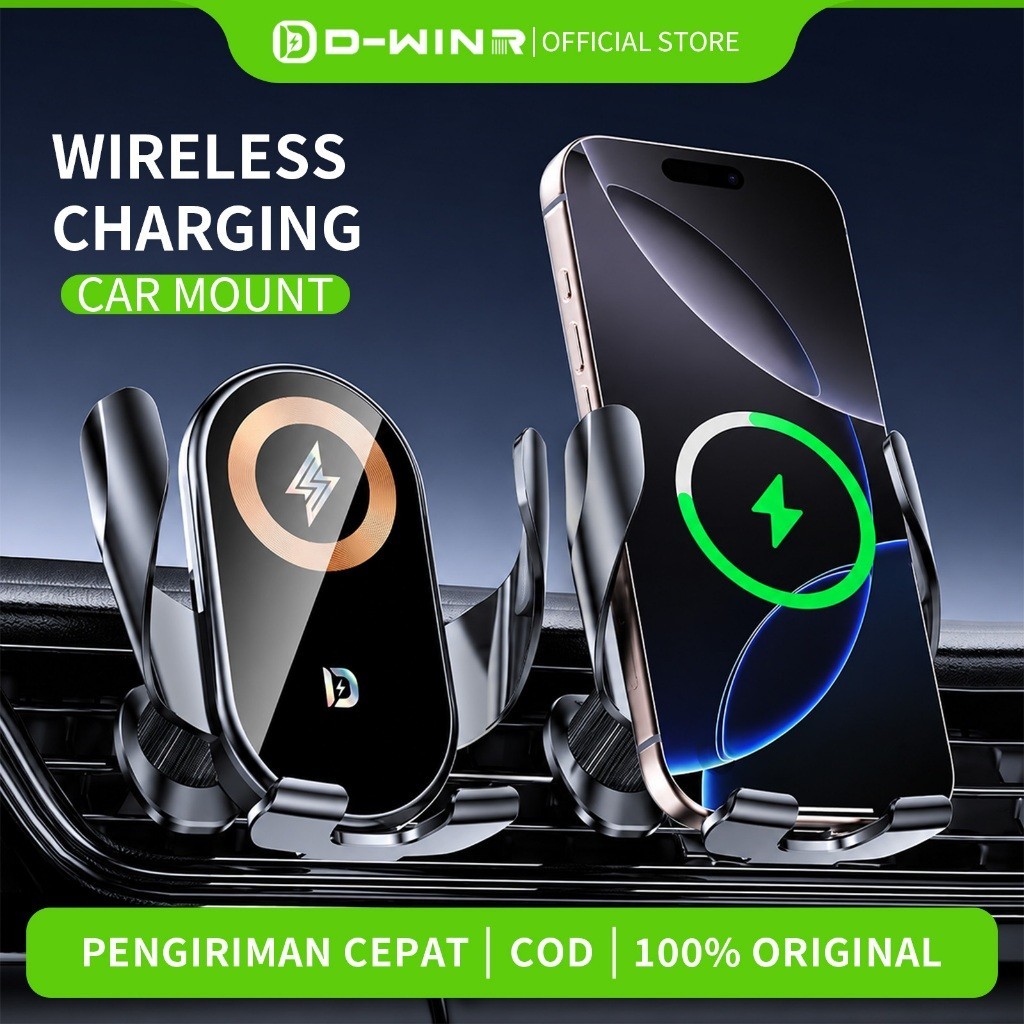 D-WINR Car Holder HP Mobil Wireless Charging Auto Clamping Lock Mount Holder HP Mobil Wireless Charg
