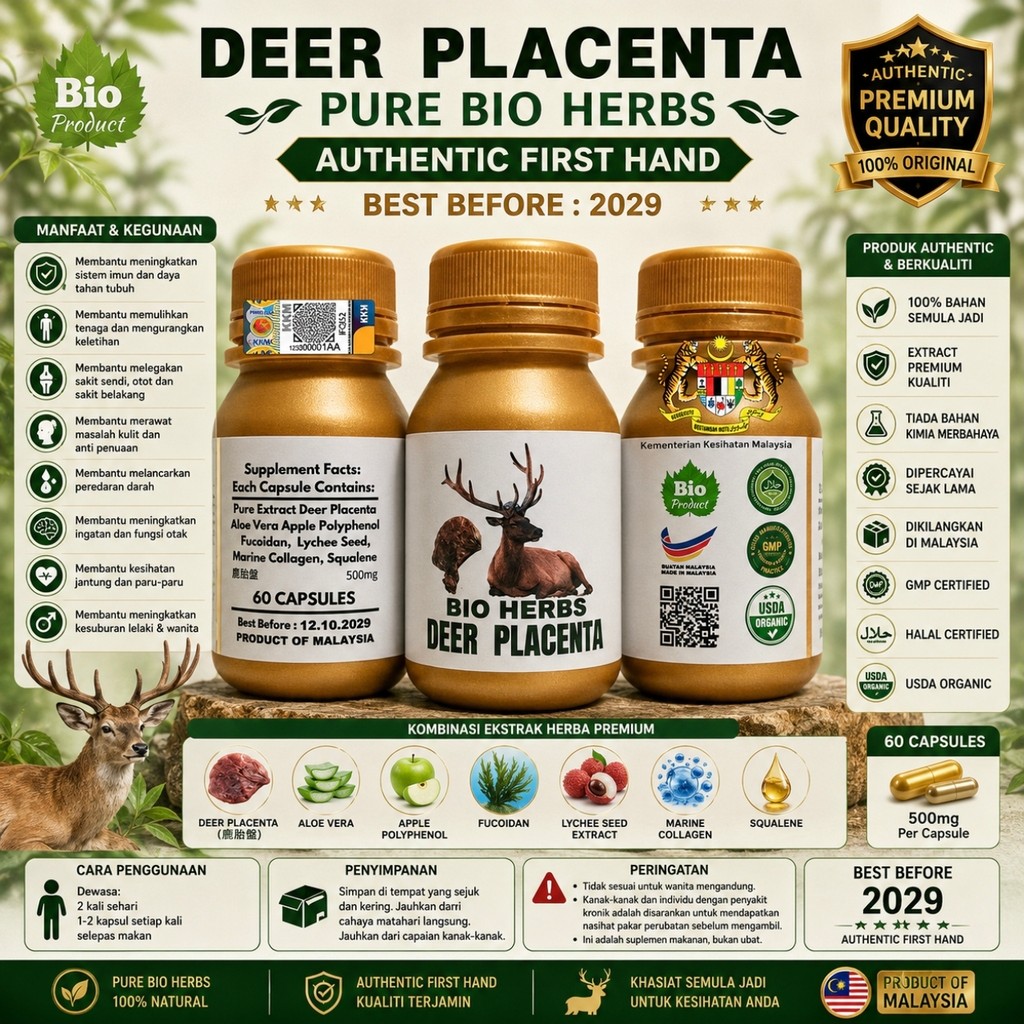 PURE ORIGINAL DEER PLACENTA EXTRACT PLASENTA RUSA BIO HERBS AUTHENTIC HSG
