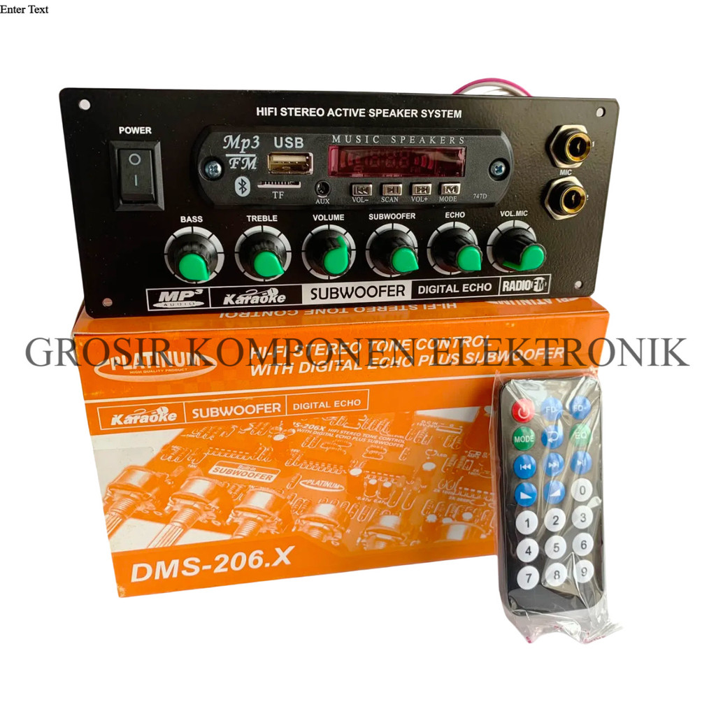 Kit Tone Control Mic Echo Subwoofer Plus MP3 USB Bluetooth DMS-206
