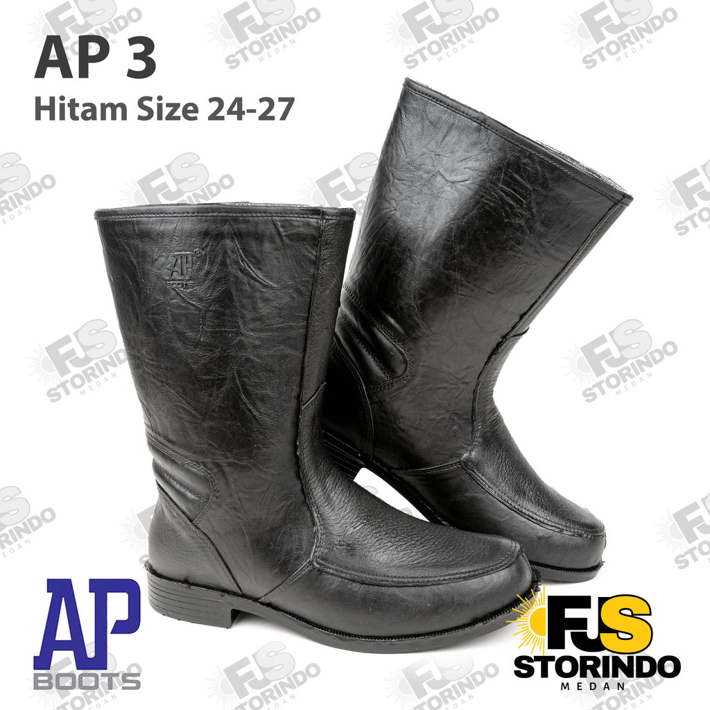 Sepatu Boot Pendek AP 3 Hitam AP Boots Karet Lokal Nyaman Ringan Anti Air & Slip Proyek Konstruksi M