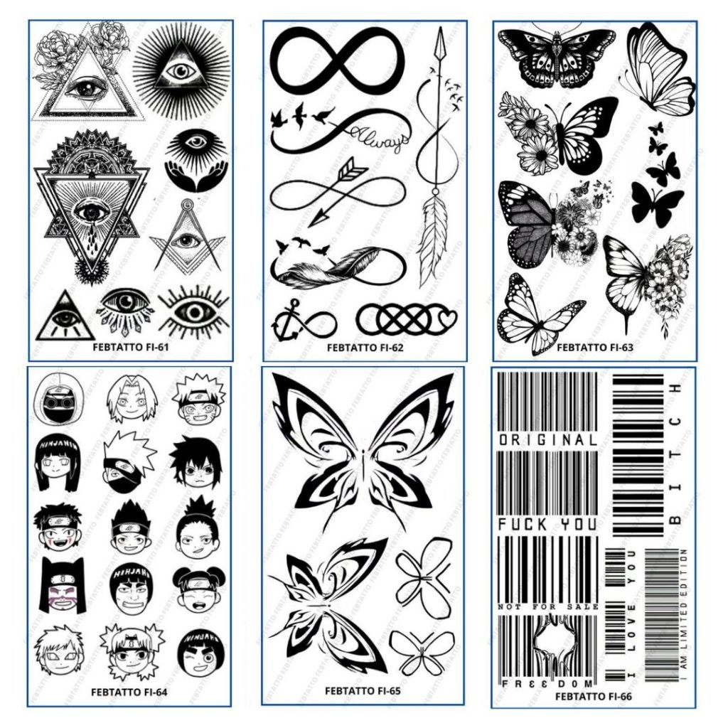 FRUIT INK Tato Temporer Mini Tahan 1 Bulan  butterfly iluminati naruto barcode kupu kupu songkang in