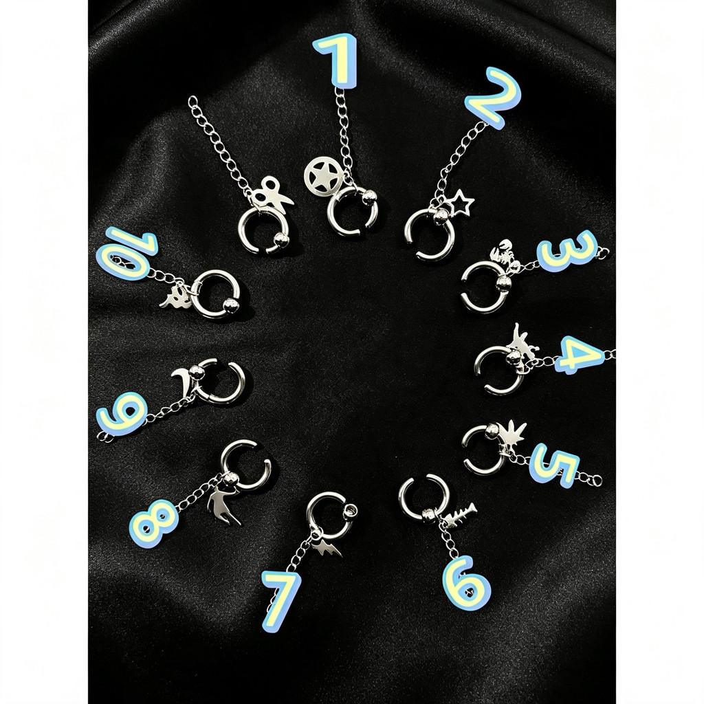 ANTING TITANIUM HOOP MODEL KOREA RANTAI JEPIT TANPA  TINDIK PRIA WANITA harga 1biji/1kuping